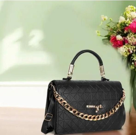 Black Quilted Style Fancy Sling Bag for Women